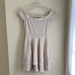 Windsor Glow Glitter Skater Dress Ivory Size Small NWT